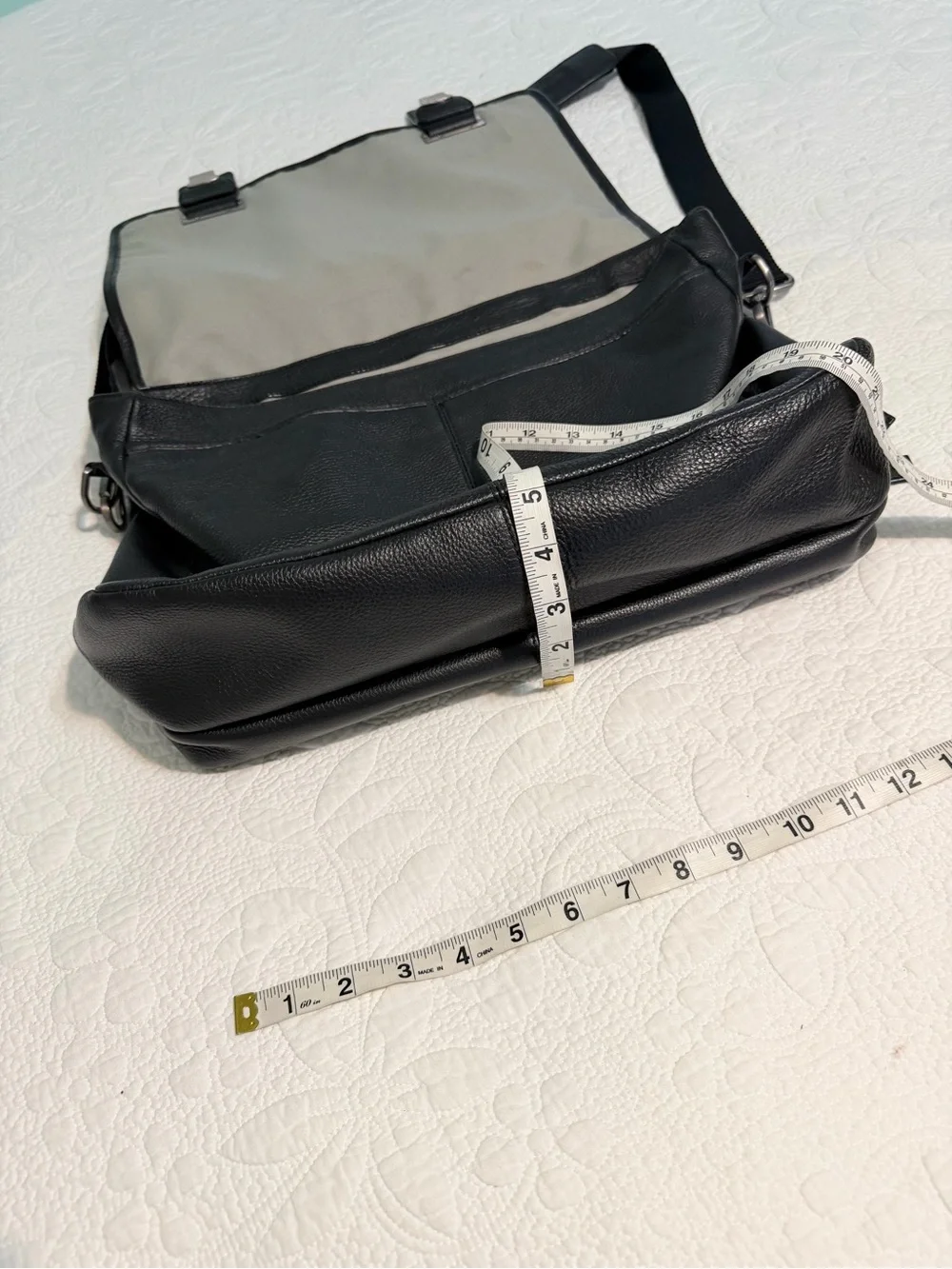 Leather Banana Republic Laptop Messenger Shoulder Bag Work Briefcase Black